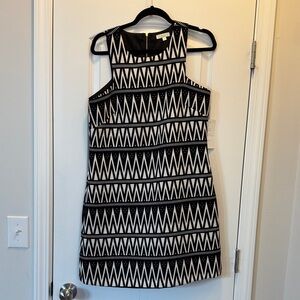 Chic Black and White Patterned Mini Dress